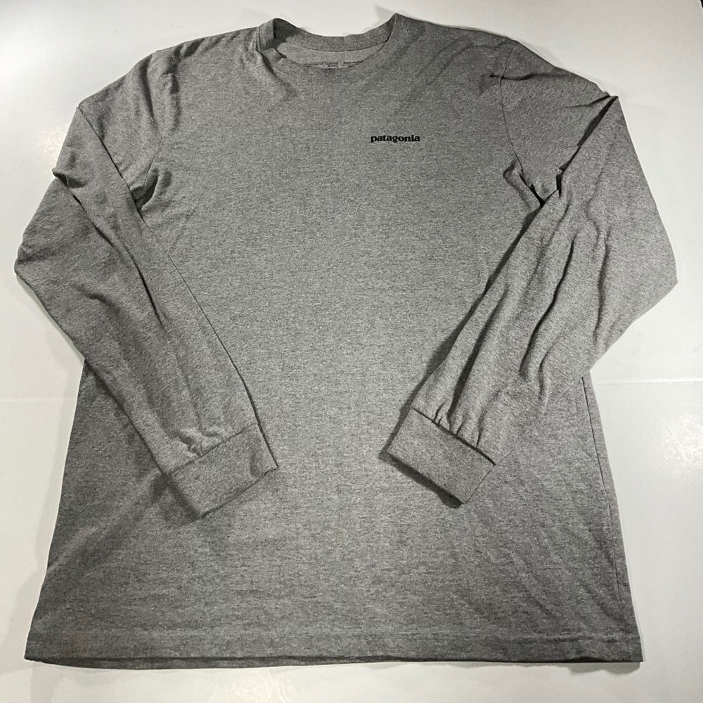 Patagonia Mens Responsibili-Tee Long Sleeve Shirt Gray P-6 Logo Medium Regular